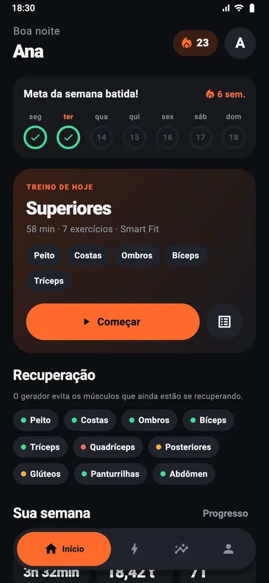 Tela inicial do GymFast